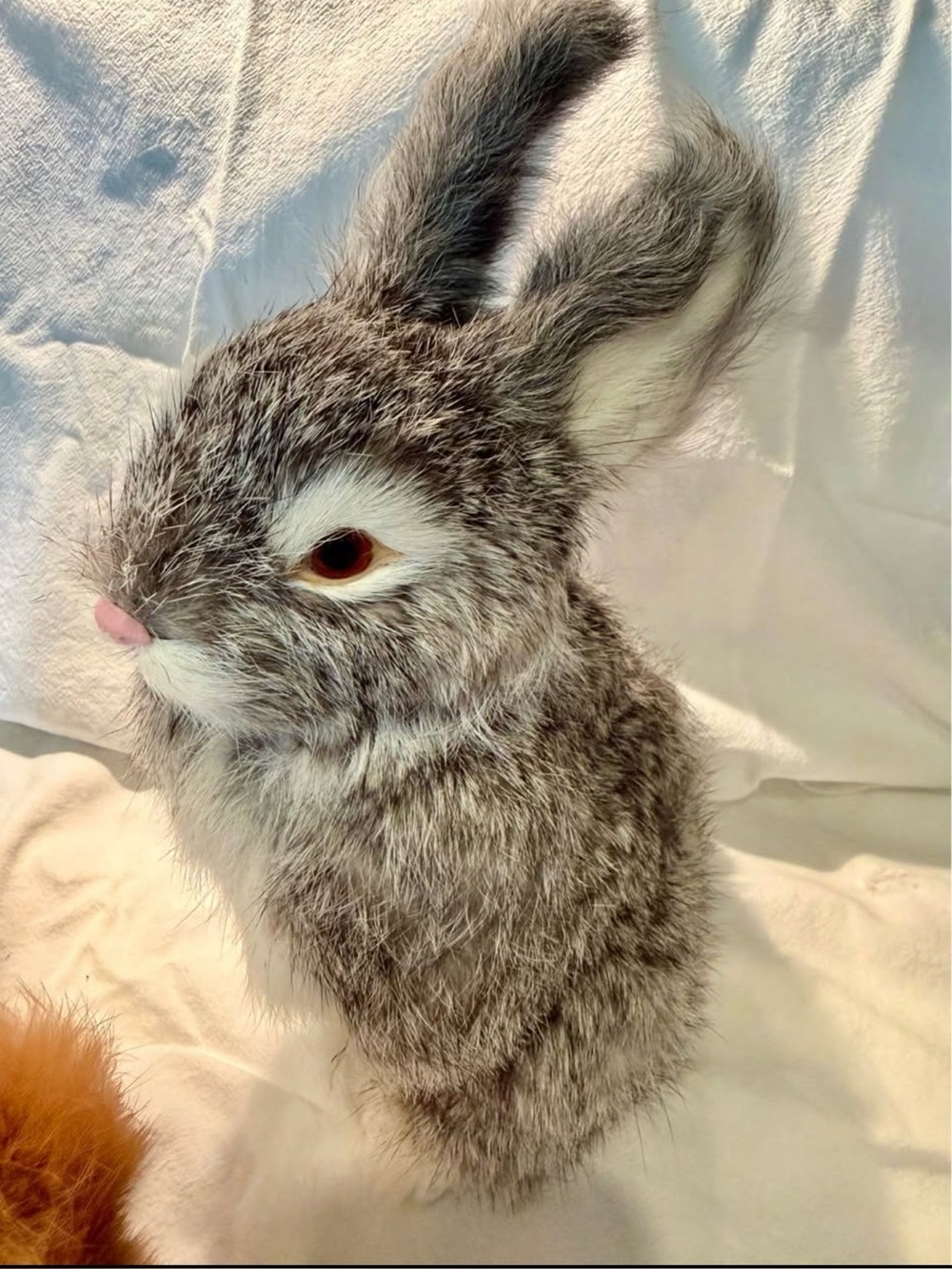 Plush Gray & White Rabbit Small Pet Toy - Soft Faux Fur